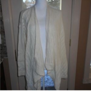 Lou & grey White Asymmetrical knot cardigan sweater sz m